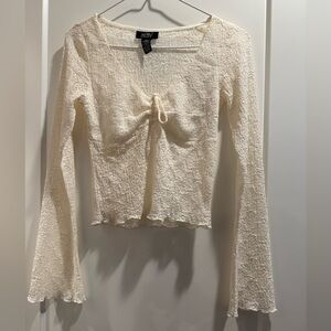 Just Polly Ivory Lace Long Sleeve‎ Top Size Small